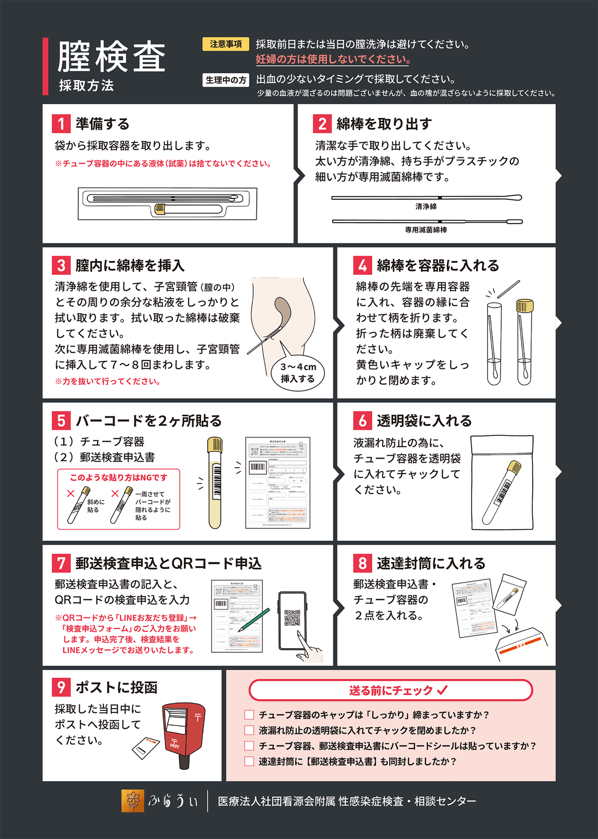 自宅でできる性感染症検査キット【女性用・膣検査】淋菌・クラミジア・トリコモナス・マイコプラズマ PCR検査